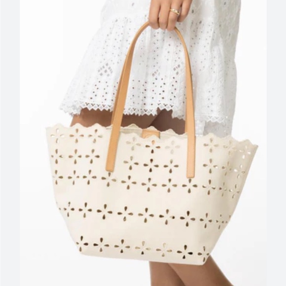 Loeffler Randall Easton Natural Embroidered Canvas Tote